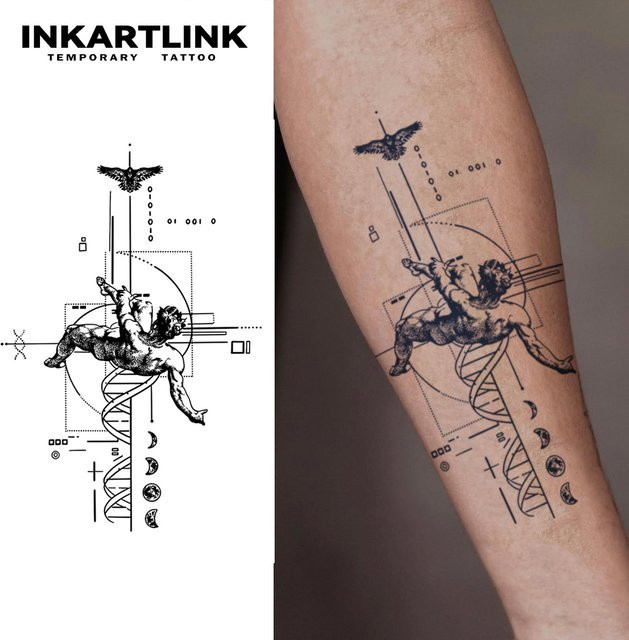 INKARTLINK Temporärer Tattoo-Aufkleber Fallen Angel, wasserfest, semi-permanent - Bild 1