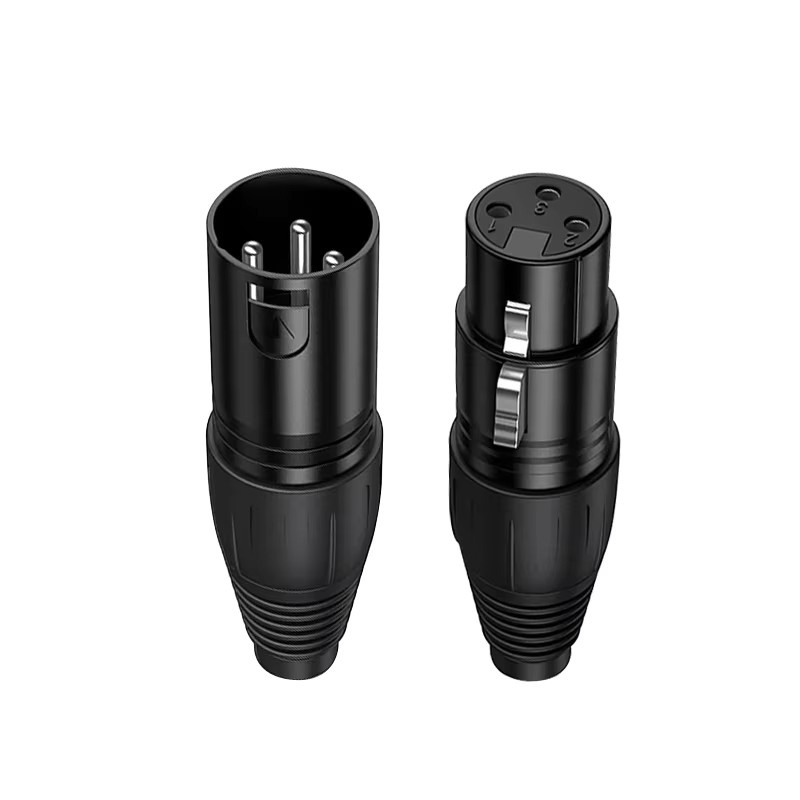2er-Set XLR Audio 3-Pin Stecker Männlich zu Weiblich in Schwarz für Mikrofone, Mixer und Verstärker - Bild 2