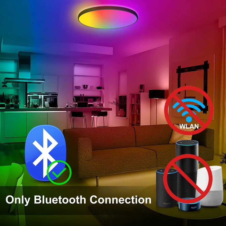 Oraymin Smart LED-Deckenleuchte RGB, 24W, Ø 30 cm, dimmbar mit Fernbedienung und App-Steuerung, 2400 Lumen - Bild 4