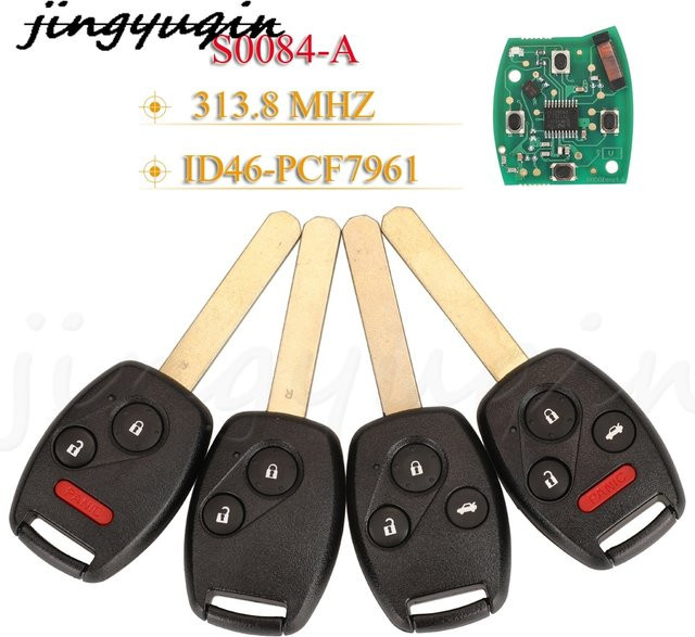 Jingyuqin Fernbedienung Fob N5F-S0084A 313,8 MHz Id46 PCF7961 Chip Auto Schlüssel für Honda Civic Stream Accord in Schwarz - Bild 1