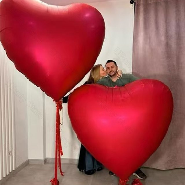 Rote Herz-Luftballons für Hochzeit, Geburtstag und Valentinstag, 152,4 cm Höhe - Bild 1