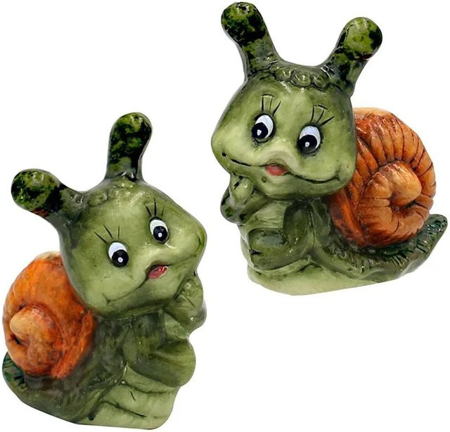 2er Set Keramik Schnecken von Dekohelden24 als Gartendeko, H x B x L: 8 x 5 x 8 cm - Bild 1