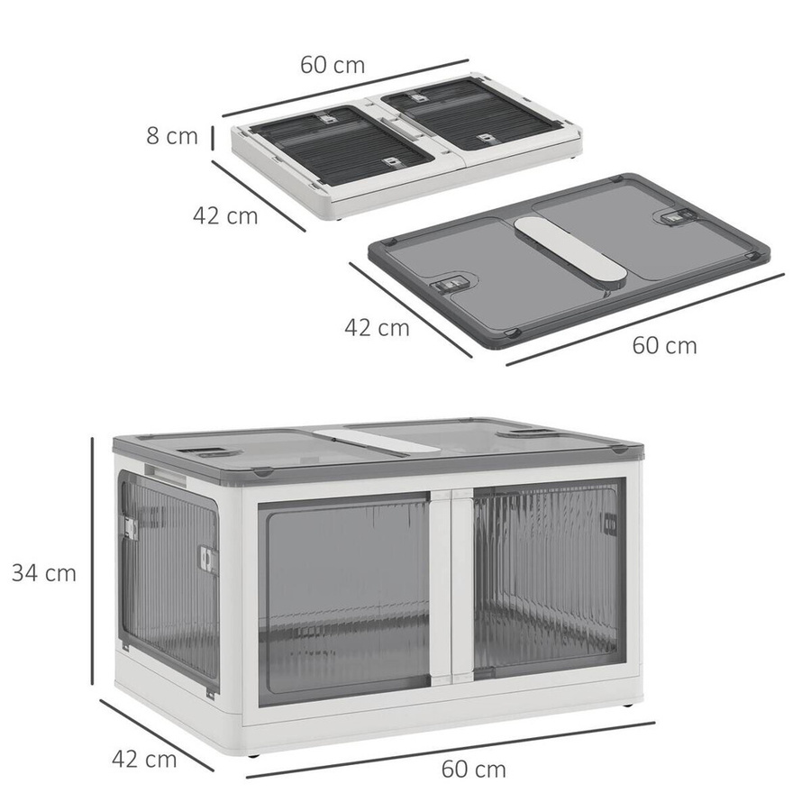 HOMCOM Aufbewahrungsbox Weiß mit Rollen, Volumen: 69L, B/H/L: 42 x 60 x 34 cm - Bild 5