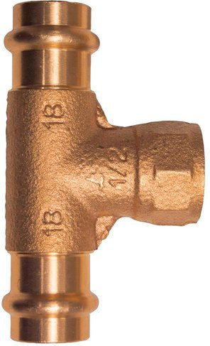 Cornat Press-T-Stück aus Rotguss mit Innengewinde 1/2 Zoll in Goldfarben - Bild 1