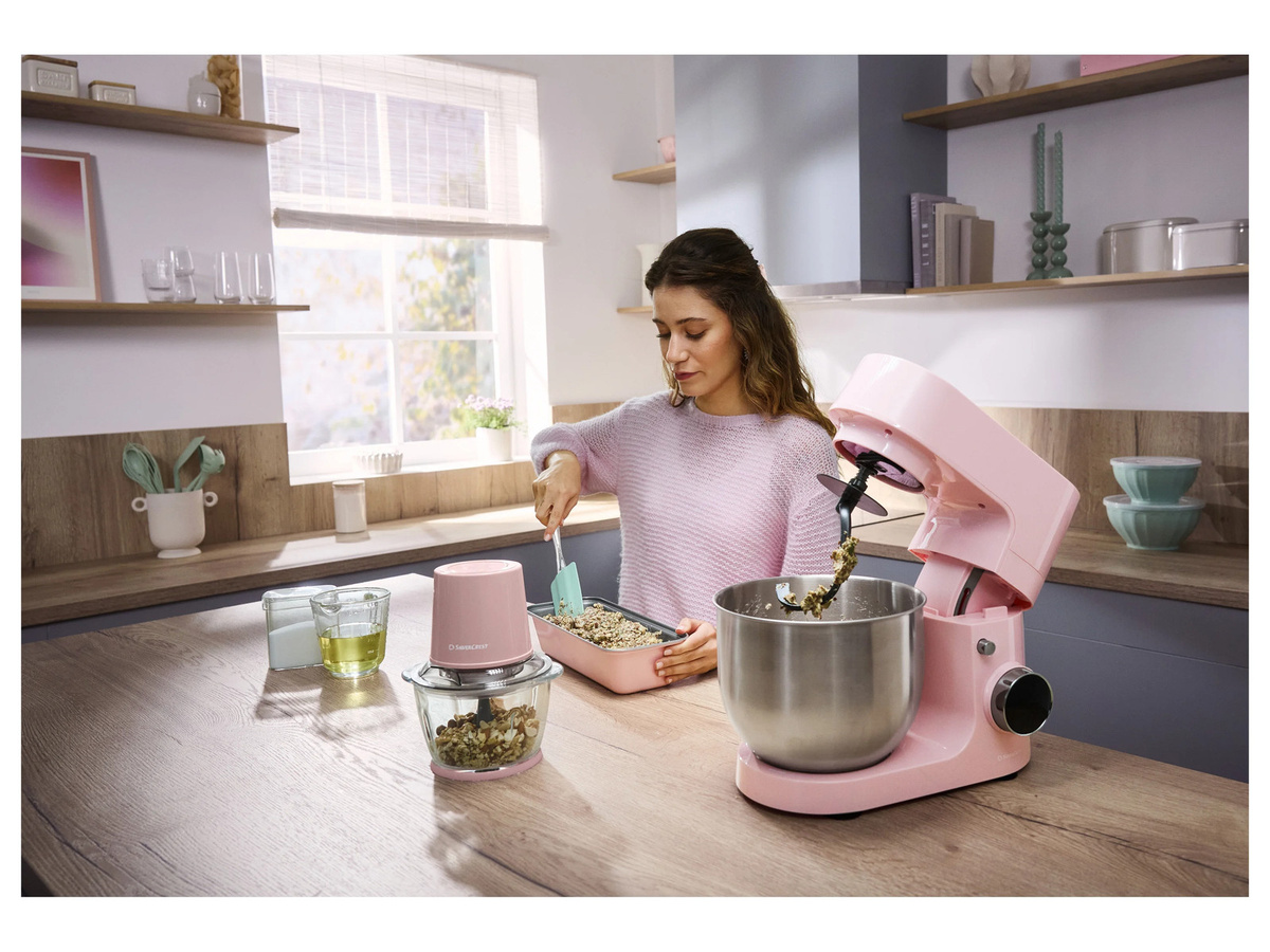 Silvercrest Küchenmaschine in Pink mit Edelstahl-Zubehör und Pulse-Funktion - Bild 2