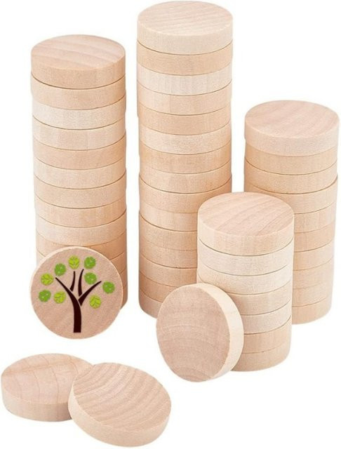 Runde Holzkreise aus Naturholz für DIY und Bastelarbeiten, Durchmesser: 4 cm, Farbe: Weiß - Bild 1