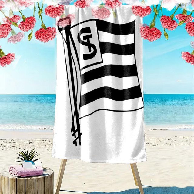 SK Sturm Graz Print Strandtuch von My City Home, weißes schnelltrocknendes Handtuch für Strand und Camping, B/B: 70 x 140 cm - Bild 1