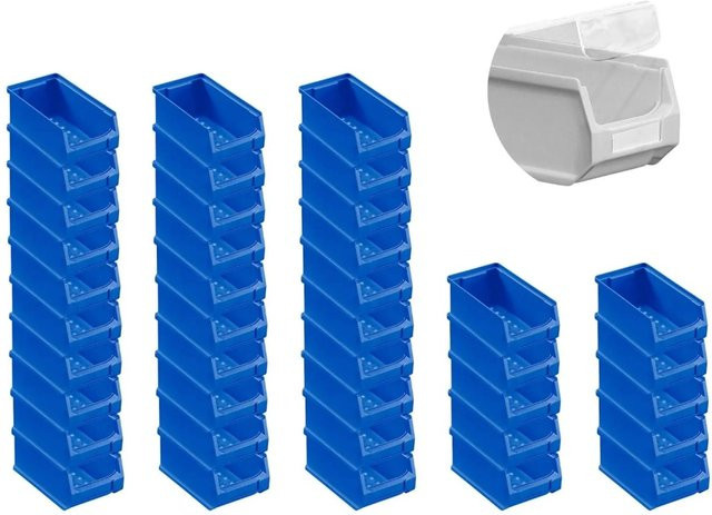 PROREGAL SuperSparSet 40 Stück Sichtlagerbox 2.0 mit Abdeckung, Blau, H x B x T: 7,5 x 10 x 17,5 cm - Bild 1