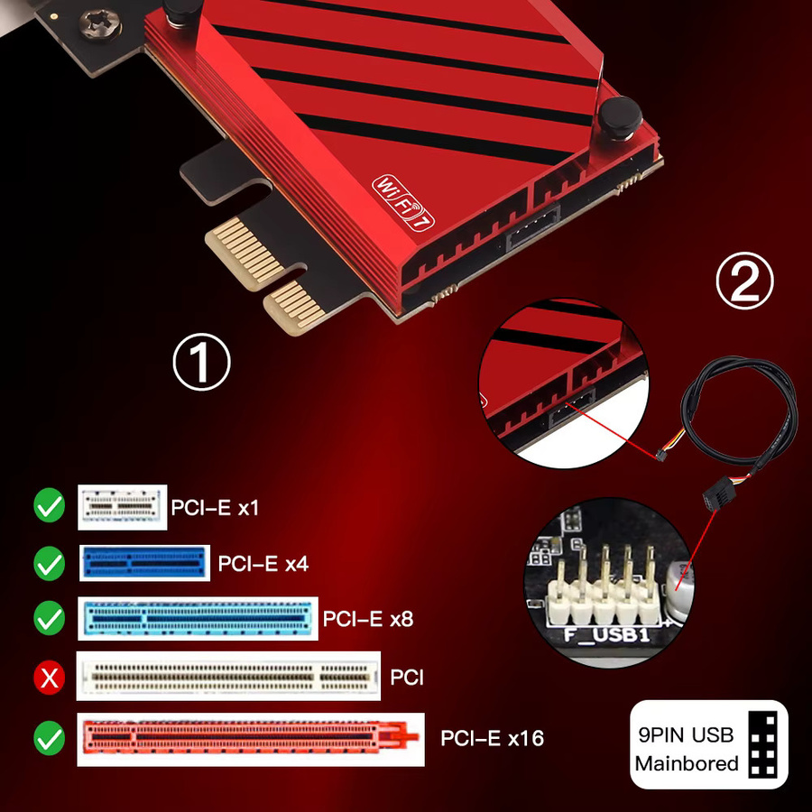 Fenvi WiFi 7 FV-BE8800 PCIe Wireless-Adapter für Intel BE200 mit Bluetooth 5.4, Tri-Band 2,4G/5G/6GHz Netzwerkkarte für deinen PC - Bild 4