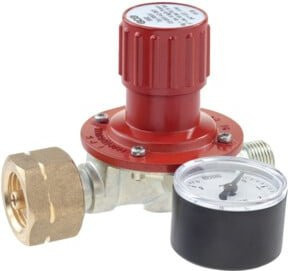 GCE Propanregler mit Manometer für 5kg, 11kg und 33kg Flaschen, Gasdruck 0,5-4bar, rot - Bild 1