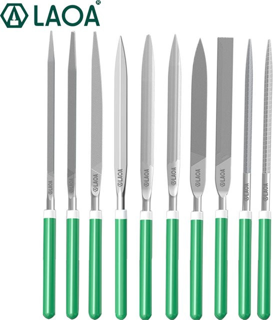 LAOA Feilen-Set 10-teilig in Silber, bestehend aus Flach-, Rund- und Vierkantfeilen zum Schleifen von Metall, Länge: 180 mm - Bild 1