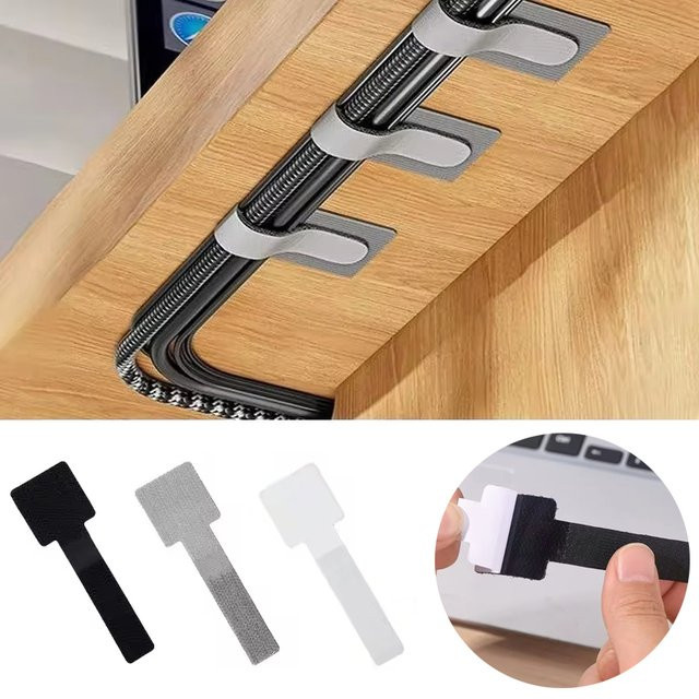 Wiederverwendbare Nylon-Kabelbinder in Grau zur Kabelorganisation für Maus, Kopfhörer und Büro-Schreibtisch-Management - Bild 1