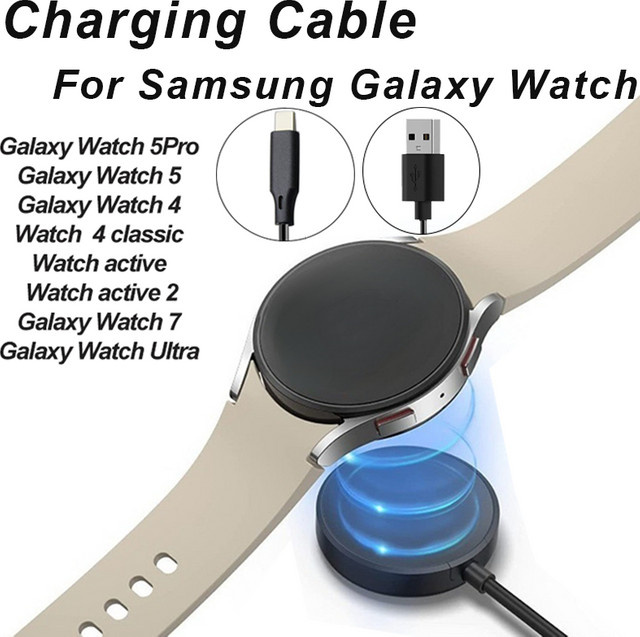 Magnetisches kabelloses USB-C Ladegerät in Schwarz für Samsung Galaxy Watch Ultra, Watch 7, 6, 5 Pro, 5, 4, 3 und Active 2 - Bild 1