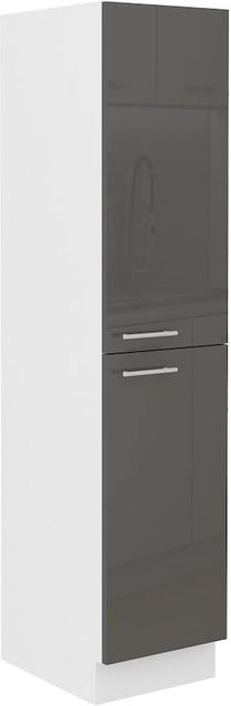 Küchen Midi Hochschrank Lara in Grau Glanz und Weiss Matt - Bild 1