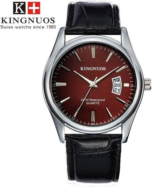 KINGNUOS Armbanduhr Quarz, Edelstahl, Schwarz, Herren - Bild 1