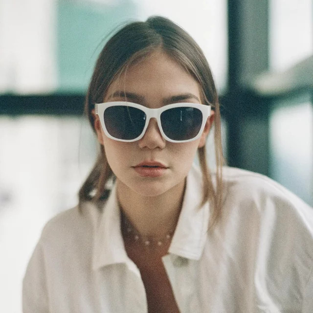 BLUEMOKY Cat-Eye Sonnenbrille, Damen, Vollrand, weiß, Kunststoff - Bild 1