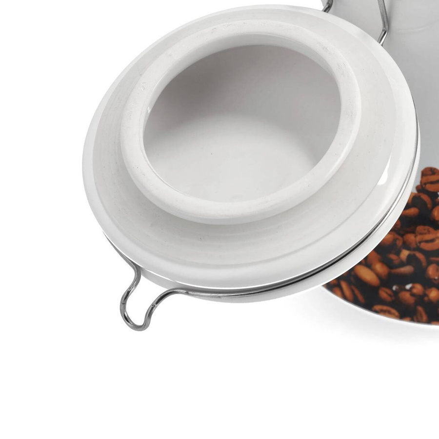 Zeller Kaffeedose aus Keramik mit Löffel in Weiß, B/H/T: 11 x 19,5 x 16 cm - Bild 2