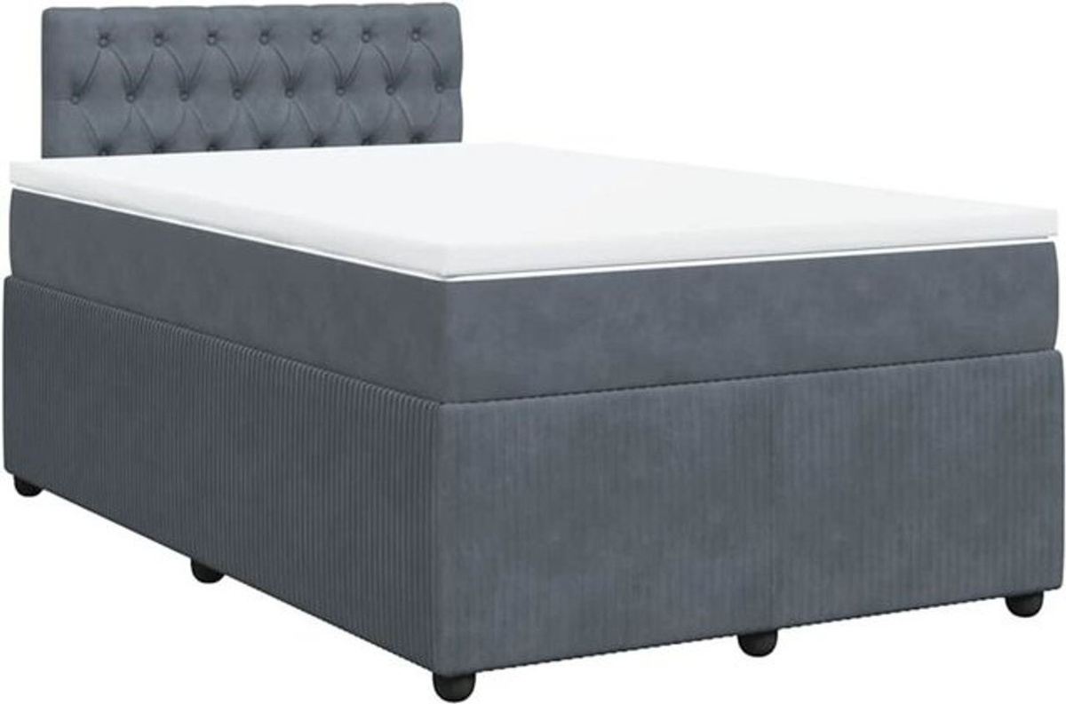 vidaxl Boxspringbett mit Matratze aus Samt in Dunkelgrau, B/T/H: 200 x 120 x 100,5 cm - Bild 1