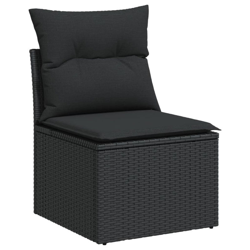 Vidaxl Garten-Sitzgruppe aus schwarzem Rattan mit Kissen für Erwachsene in modernem Design - Bild 1