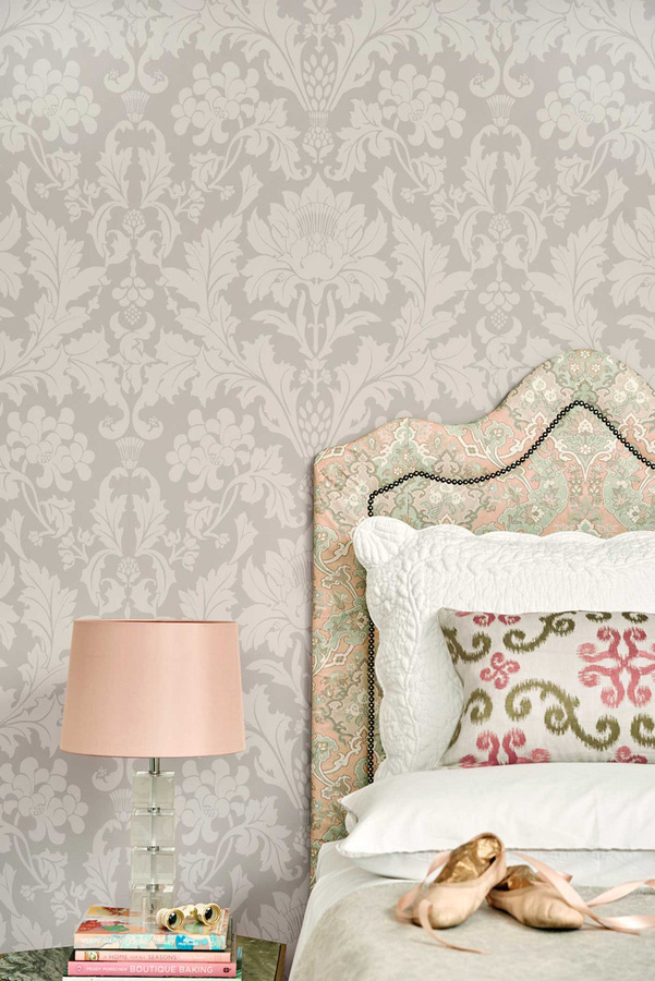Cole & Son Tapete Fonteyn Stone in Beige und Grau mit floralem Design aus Vlies - Bild 1