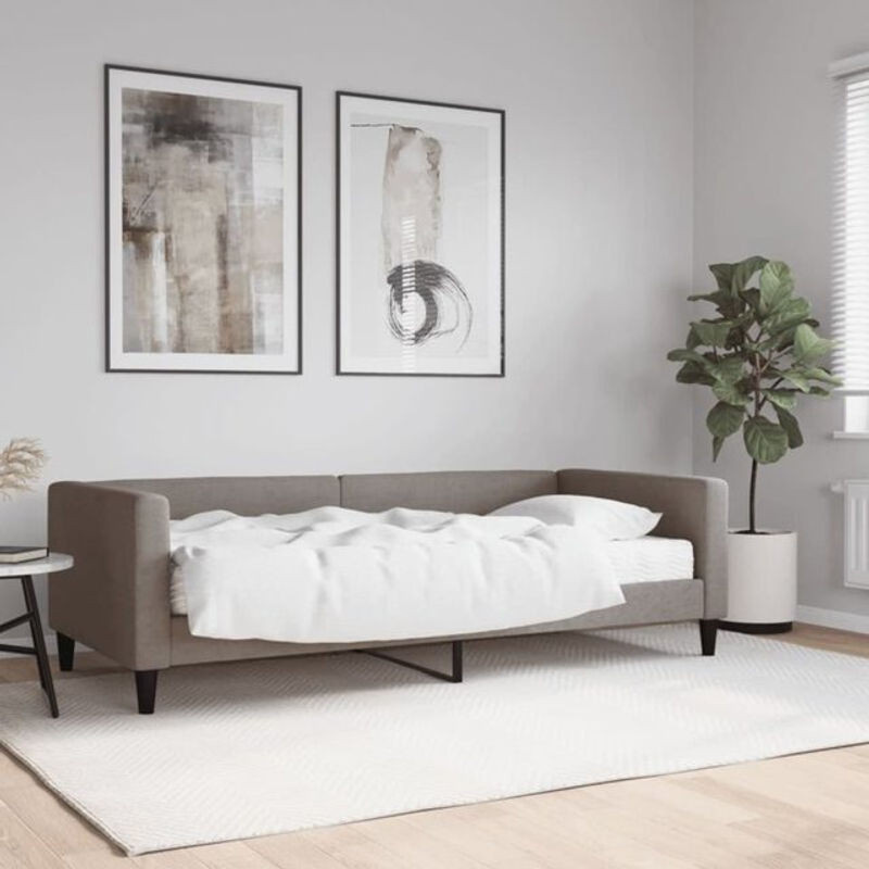 vidaxl Polsterbett Tagesbett mit Matratze aus Stoff und Metall, Taupe meliert, B/T/H: 200 x 90 x 68 cm - Bild 1