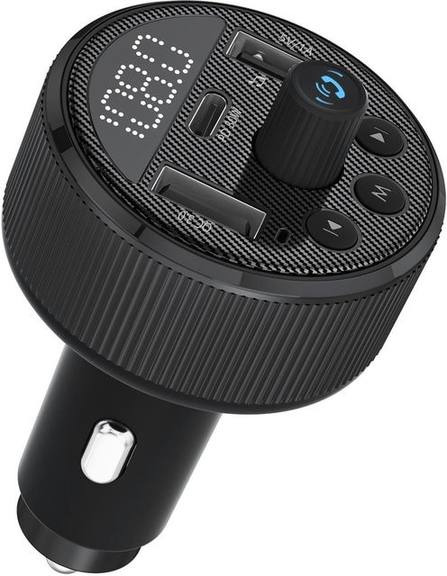 XLayer Kfz-Ladegerät 30W mit FM-Transmitter und USB-C sowie USB-A Anschlüssen in Schwarz - Bild 1