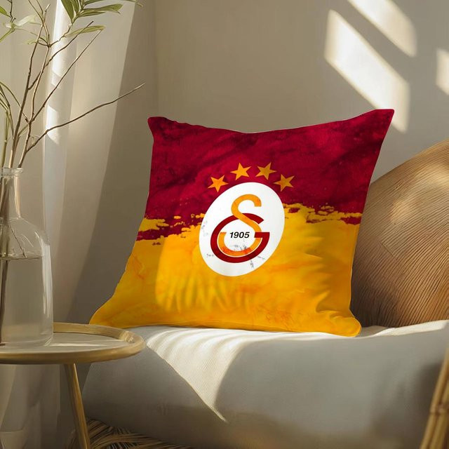 Fußball Funs G-Galatasaray Kissenbezug aus beidseitigem Plüsch in Rot, B/B/H: 18 x 18 x 18 cm - Bild 1