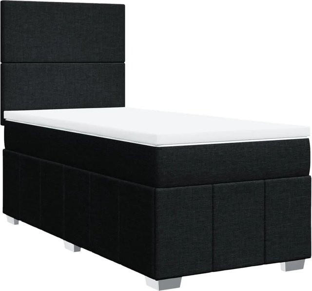 vidaXL Boxspringbett Hybrid mit Matratze Schwarz Stoff B/T/H: 90 x 200 x 35,5 cm - Bild 1