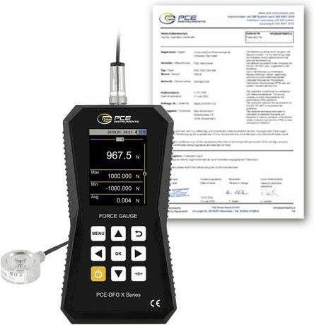 PCE Instruments Kraftmesser PCE-DFG 1K XF-ICA in Schwarz mit 1000N Messbereich und ISO-Zertifikat - Bild 1