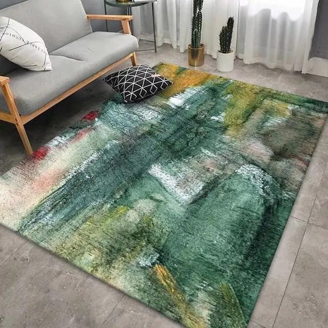 Karpetti Teppich in Grün im amerikanischen Stil, weicher Flanell-Bodenmatte mit Anti-Rutsch-Design für Wohnzimmer und Schlafzimmer, B/T: 200 x 250 cm - Bild 1