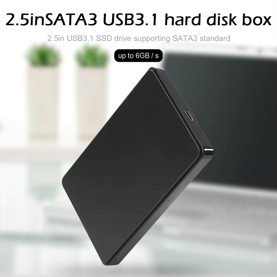 VODOOL 2,5 Zoll SATA USB 3.1 Festplattengehäuse in Schwarz und Transparent mit USB-C Kabel für HDD oder SSD - Bild 2