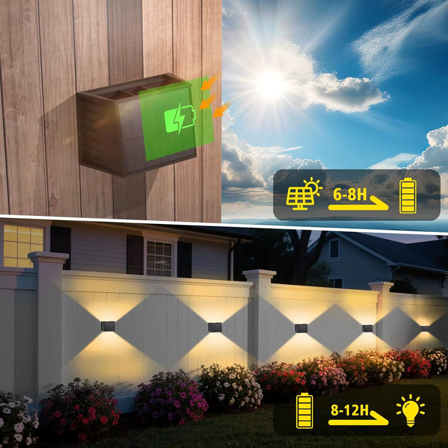 T-SUNRISE Solar-Wandleuchte Set in Schwarz mit warmweißem Licht 3000 K für Garten, Veranda und Außenbereich mit Up-and-Down-Abstrahlwinkel - Bild 3