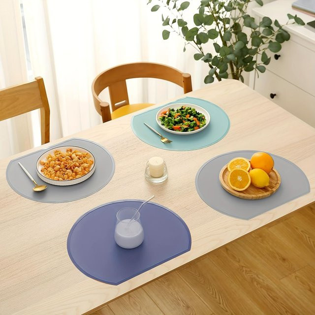 Inyahome Silikon-Tischsets rund, hitzebeständig und rutschfest, mehrfarbig - Bild 1