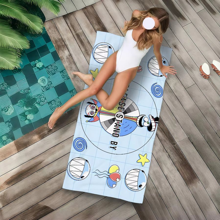 Strandtuch mit lustigem Cartoon-Zirkus-Motiv von D-DigitalsS in Multicolor - Bild 3
