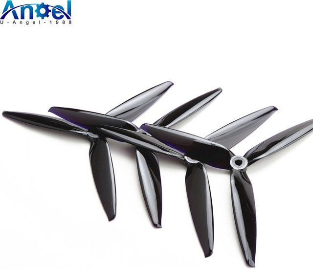 U-Angel-1988 Tracker 7040 7-Zoll 3-Blatt Propeller Set in Hellgrau und Schwarz (CW+CCW) aus Polycarbonat für FPV RC Drohnen B/T/H: 7 x 4 x 3 cm - Bild 1