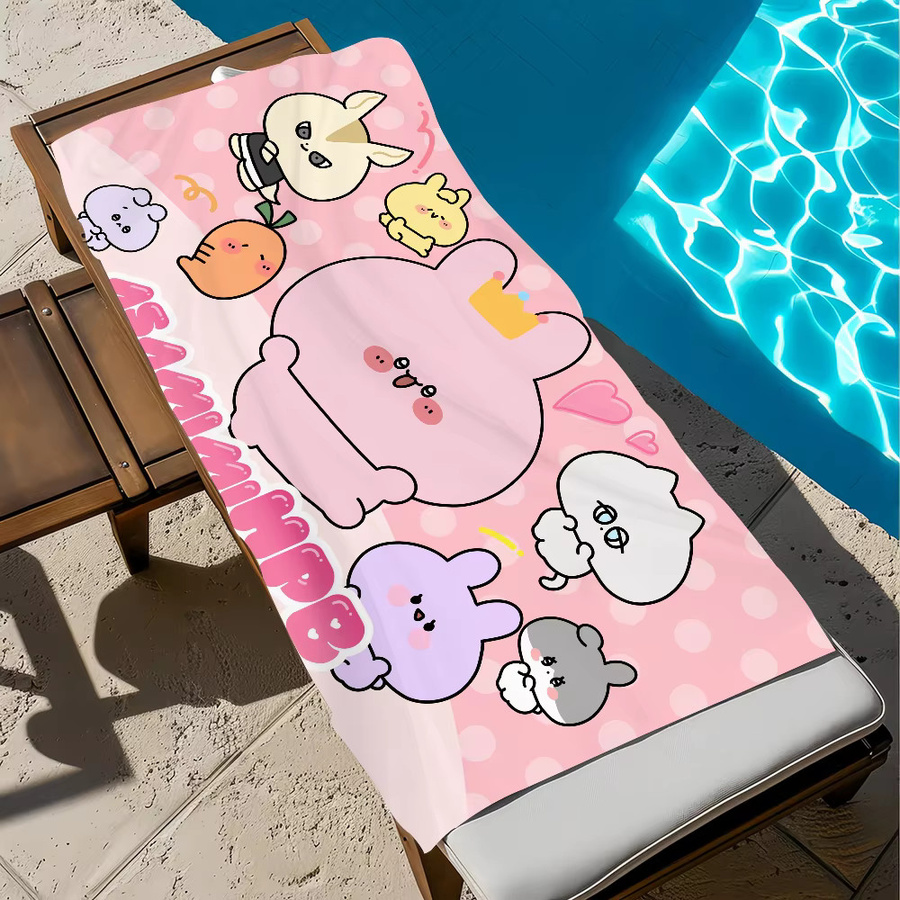 A-Asamimichan Cartoon Handtuch in Pink, schnell trocknend und weich für Sport, Reise und Strand - Bild 3