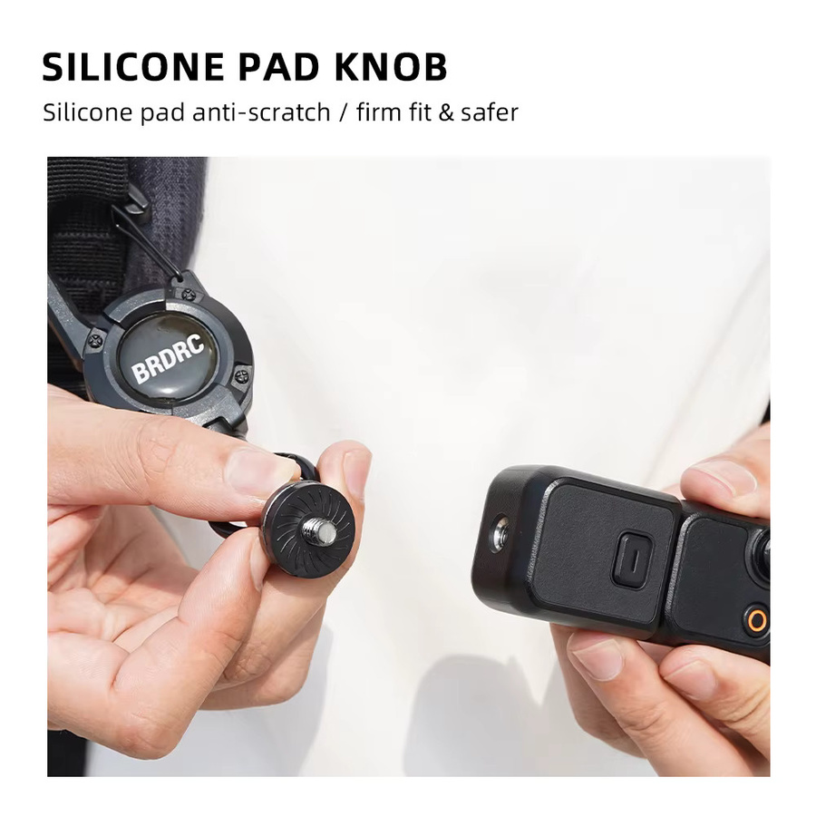 BRDRC Ausziehbare Halterungen für DJI Pocket 4 3 und Insta360 X5 X4 inklusive Lanyard-Rucksack-Schnallenhalterung und Outdoor-Kopfclip in Schwarz - Bild 4