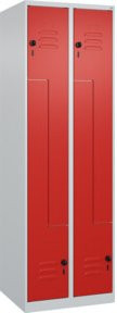 C+P Z-Spind Classic PLUS Spind mit 4 Fächern und Sicherheits-Drehriegel, Grau/Rot, H x B x T: 185 x 60 x 50 cm - Bild 1
