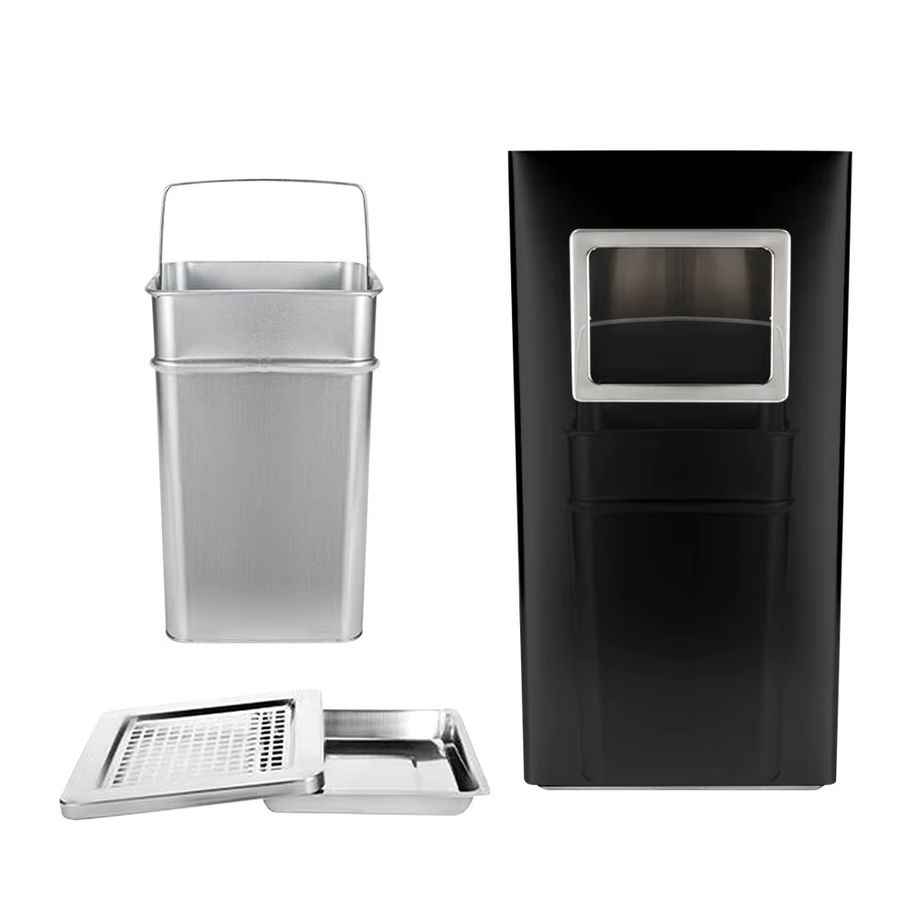 Ecole Hotel-Aschenbecher und Mülleimer aus Stahl in Silber/Schwarz mit 35 l oder 45 l Fassungsvermögen - Bild 5