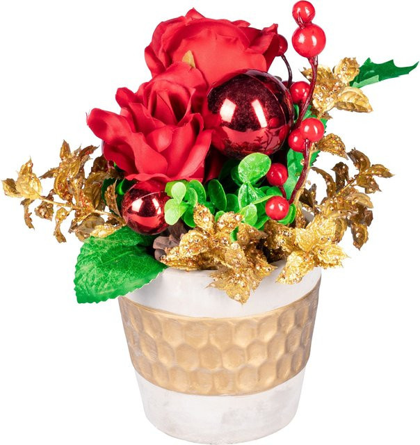 Florales Tischarrangement Rose in Rot und Multicolour - Bild 1