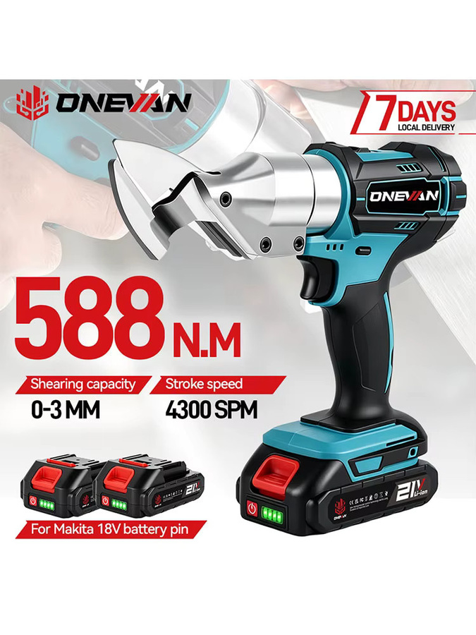 ONEVAN Elektrische Eisenschere 800W kabelloser Metallschneider und Rohrschneider für Makita 18V Akku aus Edelstahl - Bild 6