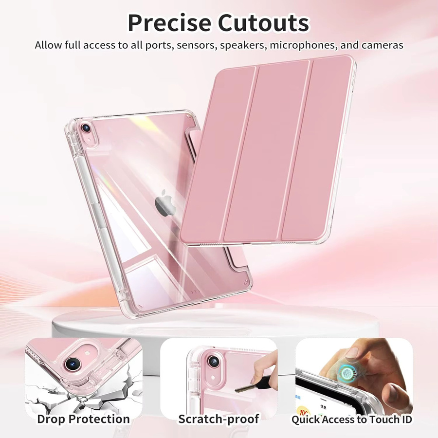 Transparente Kristall-Tablet-Hülle mit Stiftschlitz und magnetischem Stand für Apple iPad Mini 6 (2021) und iPad Mini 7 (2024) 8,3 Zoll - Bild 3