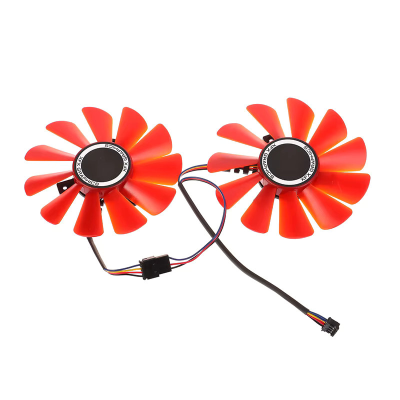 HUXUAN Ersatz-Lüfter für RX570 RX580 Video-Grafikkarten, Durchmesser: 87 mm, Farbe: Rot, Modell: FDC10U12S9-C - Bild 1