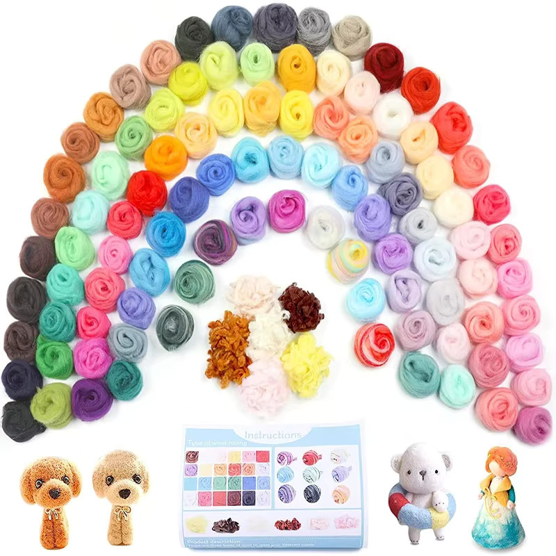 20-teiliges Nadelfilz-Set mit buntem Wollroving und Nadelfilzgarn für deine DIY-Bastelarbeiten - Bild 2