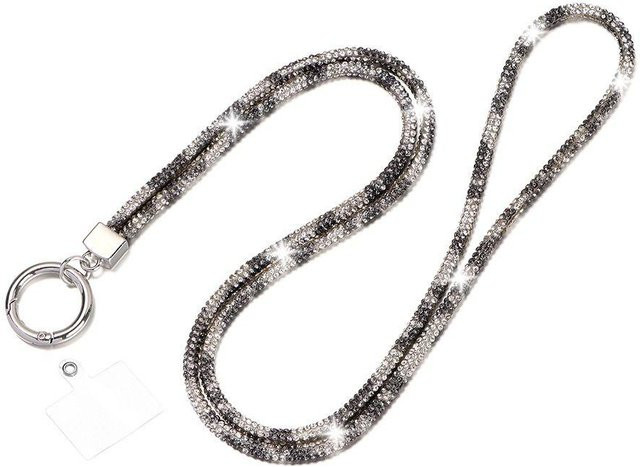 Binchi Keji Travel Handyband mit Glitzer Strass und Kristall Diamanten in Grau als Anti-Verlust-Seil und Schlüsselanhänger - Bild 1