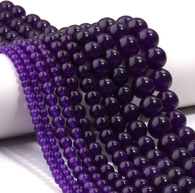 louleur Chalcedon-Steinperlen, rund, violett, Unisex - Bild 1