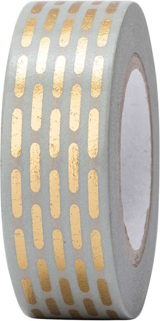 Rico Design Paper Poetry Tape Masking Tape gestrichelt in Gold, Breite: 15 mm, Länge: 10 m mit Hot Foil Effekt - Bild 1