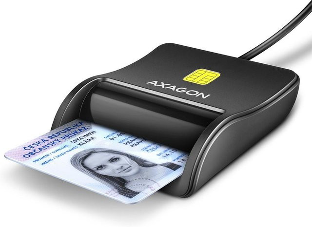 Axagon CRE-SM3N Smartcard-Leser mit 1,3 m USB-Kabel in Schwarz - Bild 1