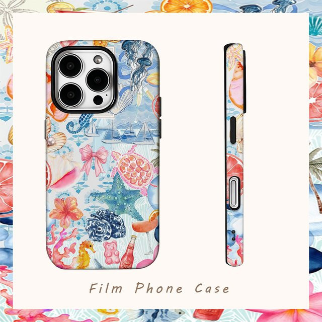 Potdemiel Handyhülle Ocean Life in Blau für iPhone Modelle mit doppelschichtiger Rückseite - Bild 1