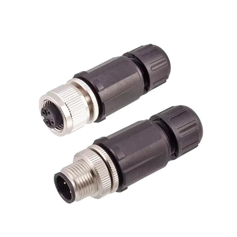 CAZN M12 Steckverbinder Set aus Kunststoff mit Metallanschlüssen, gerade oder abgewinkelt, männlich und weiblich, verschiedene Pin-Konfigurationen und PG7/PG9 Verschraubungen, Farbe: Schwarz - Bild 2